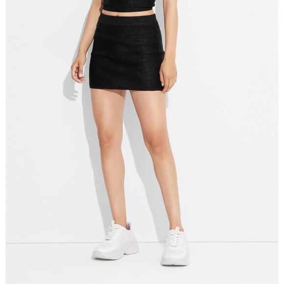NWT Ladies Wild Fable Black Sweater Mini Skirt - M - Picture 3 of 4